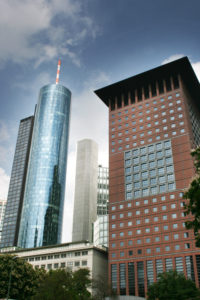 The Main Tower a wonderful place to take an overlook of Frankfurt, Germany.