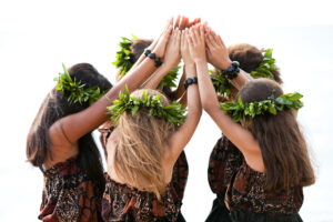 Hawaiian Festivals - Hula Dancers Doing the Friendship Dance