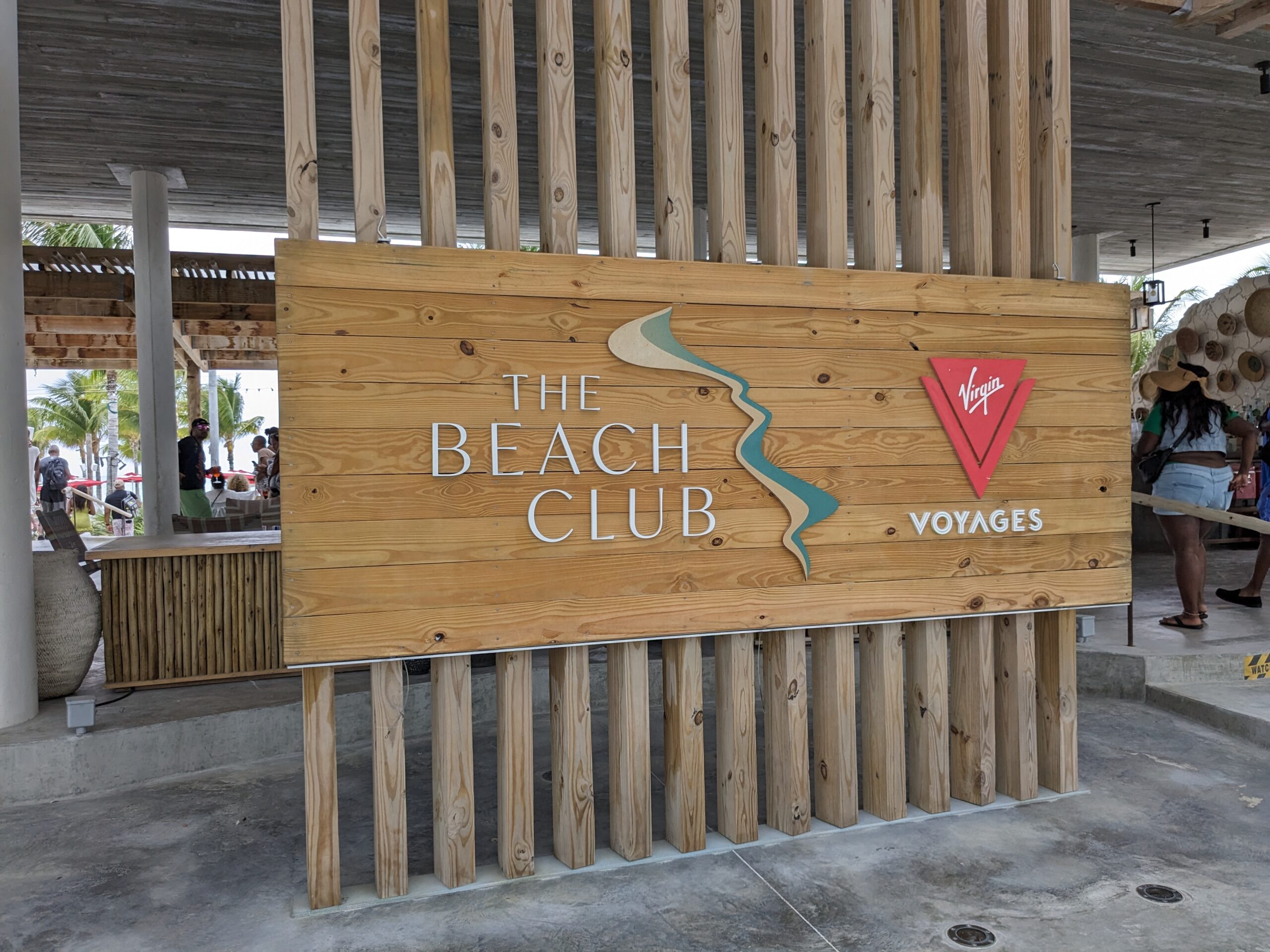 Party at the Beach Club at Bimini During Your Virgin Voyages Adult Cruise - The Beach Club Sign on Bimini